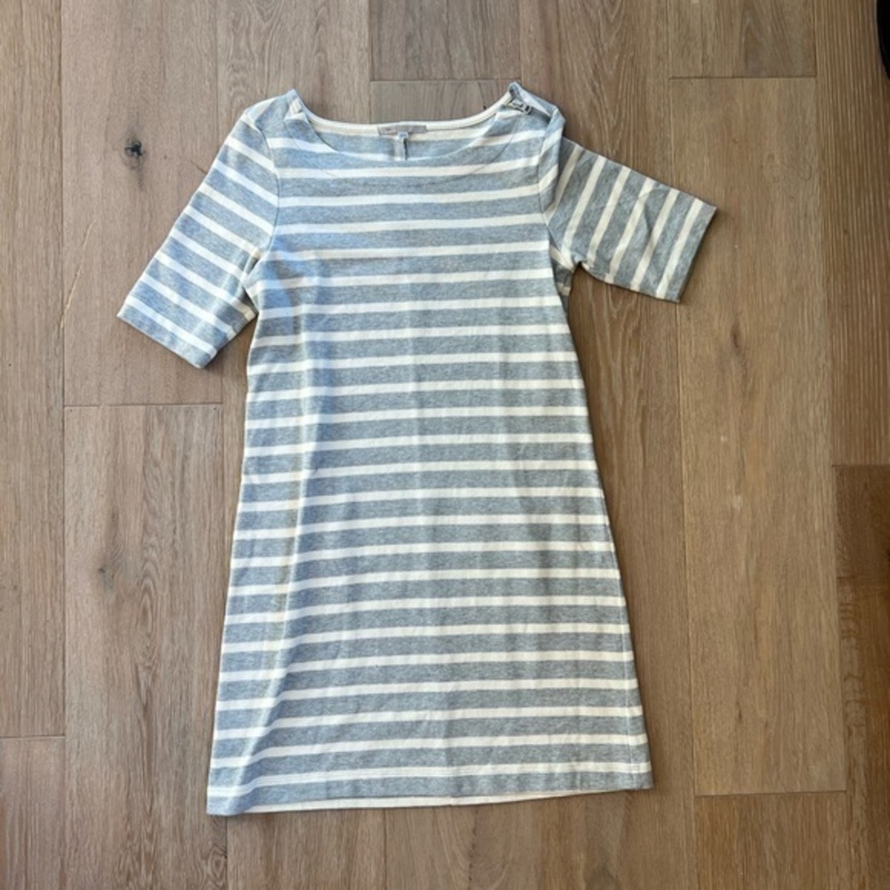 GAP Gray & White Striped Cotton Dress Women’s Small Tailored Fit Short Sleeve